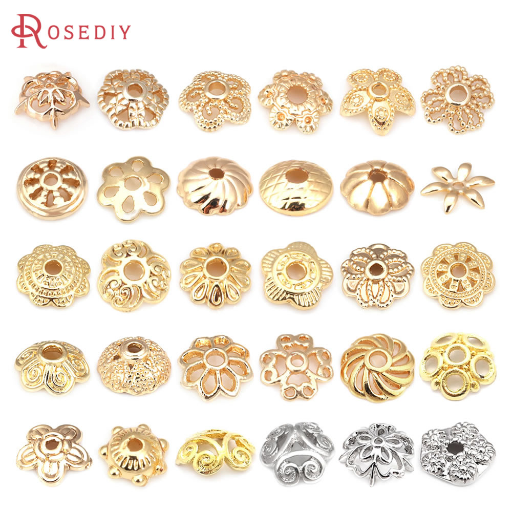 Bead Cap Flower - 18K Colore Oro Ottone Fiore Perline