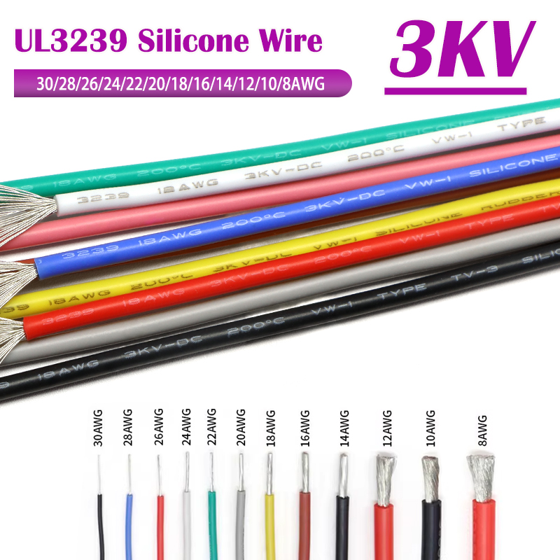 Wire 22 Gauge Copper - 1/5M UL3239 Filo di Silicone 3KV-