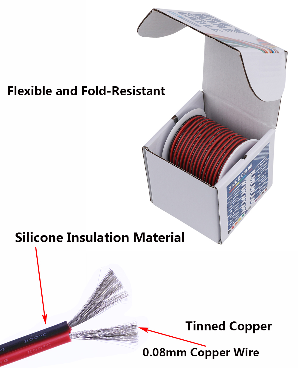 Cavo in silicone nero rosso a  - Wire 22 Gauge Copper recensione e prezzo